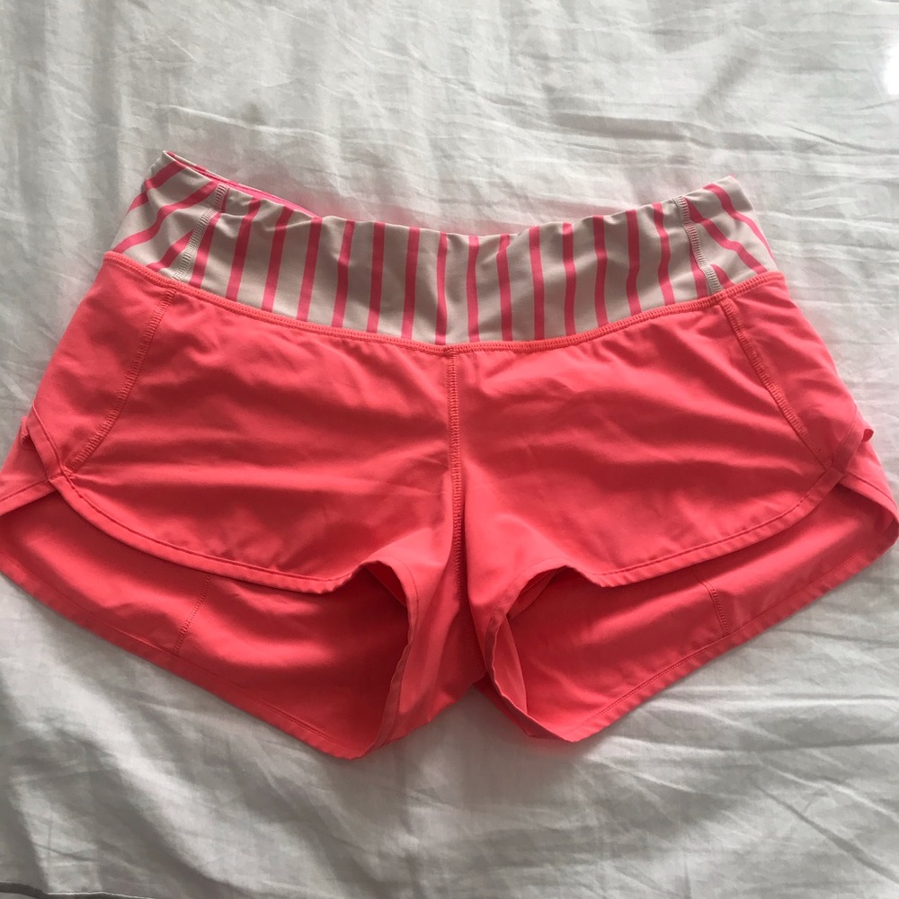 Lululemon Speed Short Pink and White Stripe 6